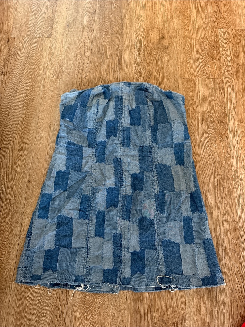 wild fable Patchwork Denim Strapless Skirt - Blue